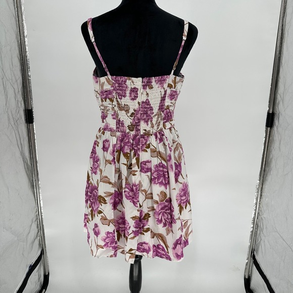Abercrombie & Fitch Purple Emerson Floral Sleeveless Mini Dress‎ Pockets Large - Picture 9 of 9
